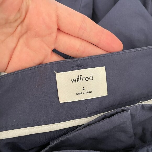 Aritzia Wilfred Tie-Front Straight Leg High Rise Pants Classic Navy Blue 4 - Picture 7 of 9